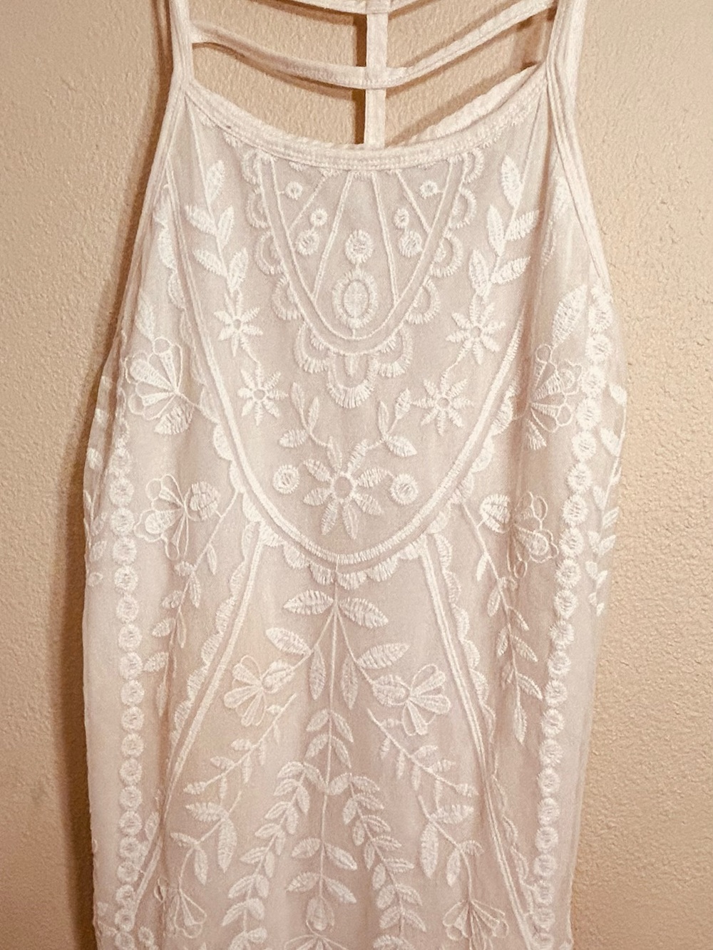 Rewind White Embroidered Strappy Tank Top